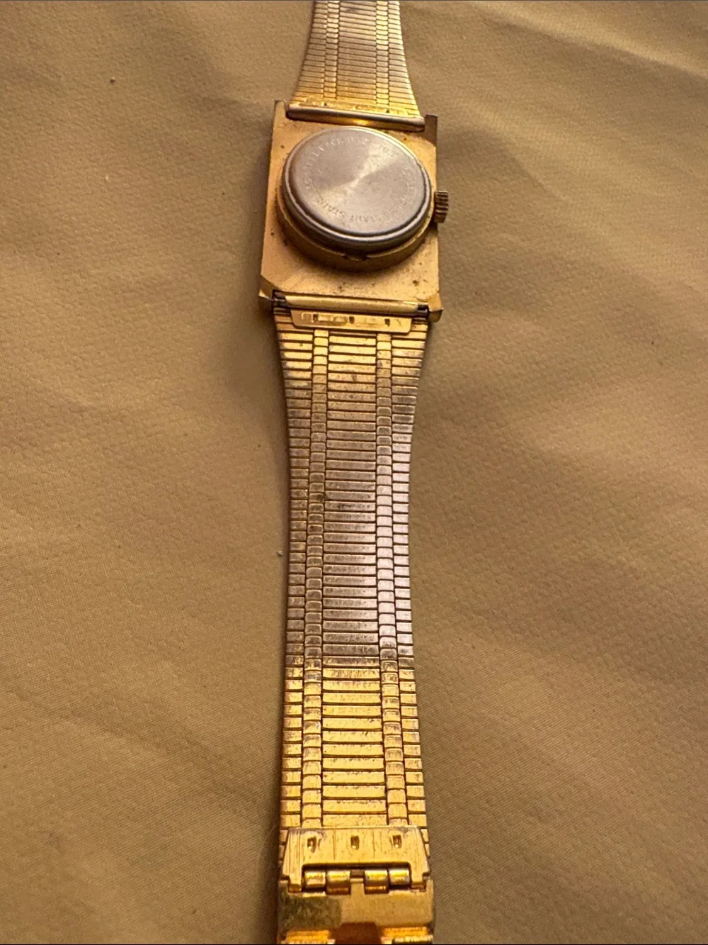 Silver and Gold Square-Face Metal Band Watch